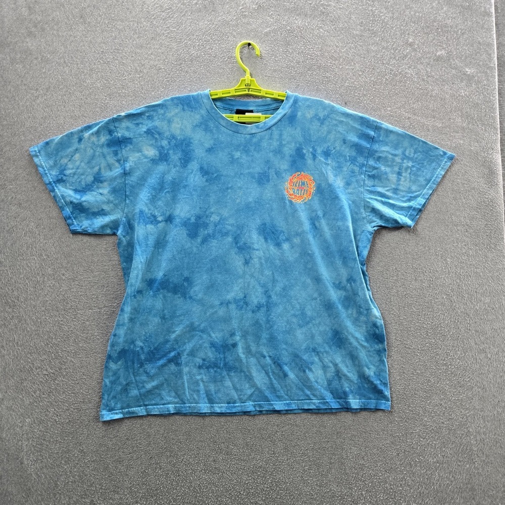 Santa Cruz Men Shirt XL Blue Tie Dye Slime Balls Short Sleeve Logo